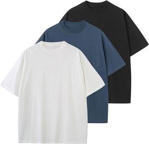 T-shirts vierges 100 % coton épais, blancs unis, personnalisables, pour hommes, coupe oversize, col rond, prix de gros - Product Image 6