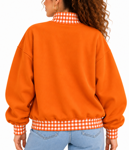 Wholesale Women <b>Mock</b> Neck Sweatshirt Custom Letter Embroidery Solid Color Drop Shoulder Knitted Winter Casual Streetwear - Product Image 4
