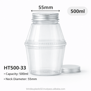 ขวด PET ใสขนาด 500 มล. พร้อมฝาอลูมิเนียม ป้องกันการรั่วซึม สำหรับบรรจุเครื่องดื่มเย็น เช่น ชา - Product Image 1
