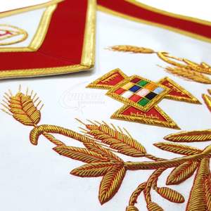 Tablier de Chapitre Royal Arch du Haut Prêtre de Qualité Supérieure - Ruban Rouge avec Broderie Dorée - Product Image 2