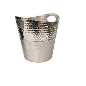 Ensemble élégant de seau à glace rond avec shaker à cocktails et pinces, refroidisseur de fête en métal fait main, design rayé - Product Image 3