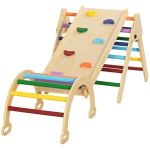 Set Triangolo di Pikler 5 in 1 Multicolore in Legno per Bambini 18-48 Mesi, per Strutture da Arrampicata e Giochi al Chiuso - Product Image 1