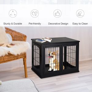 "Chewproof Rectangle Pet Furniture Small Dog <b>Crate</b> Stylish Black for Villa Living" - Product Image 4
