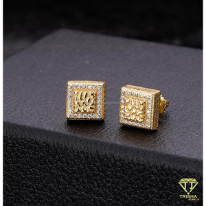 Boucles d'oreilles carrées en moissanite tendance, en argent sterling 925, style hip-hop de luxe, serties de diamants - Product Image 3