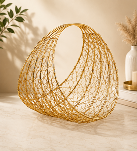 Golden Wire <b>Mesh</b> <b>Storage</b> <b>Basket</b> Geometric Shape Modern Home Decoration Metal Wire Craft - Product Image 2