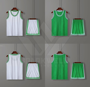 Ensemble de maillots de basket-ball unisexe, blanc et vert, sans manches, en polyester anti-humidité, uniformes pour toutes les saisons, vêtements de sport pour adultes - Product Image 5