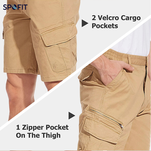 Shorts cargo décontractés d'été pour hommes, couleur unie, pantalon de plage avec poches, écologiques, respirants, 100% coton canvas - Product Image 5