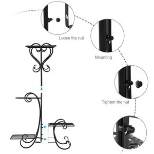 Scaffale in metallo nero a 4 ripiani quadrati per fiori, da interno ed esterno, supporto per piante da giardino, decorazione, arredo da esterno - Product Image 6