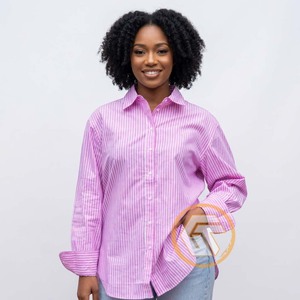 Alpha personnalisé |   Chemise décontractée boutonnée unie pour femme Kapa, col rabattu, manches raglan, 100 % coton, écologique et respirante - Product Image 4
