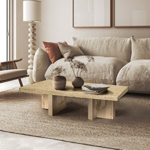 Table basse rectangulaire en rotin tissé de bohème côtier Meubles d'appoint de salon - Product Image 2