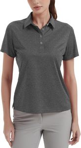 Polo de Manga Corta para Mujer, Diseño Personalizado 2026, Color Sólido, Largo Regular, Transpirable, Poliéster Piqué, Estilo Casual, Gris, OEM - Product Image 2