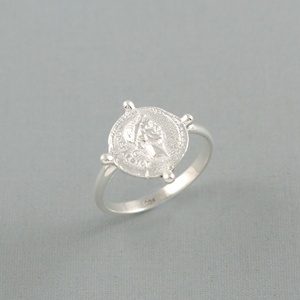 Bague en argent sterling 925 avec médaillon de Saint Christophe, bague religieuse vintage, saint patron catholique - Product Image 3