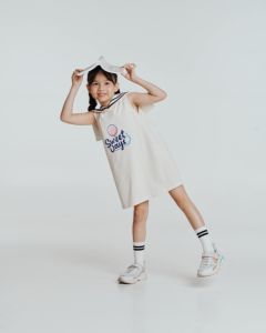 Ropa para niños Vestidos para niñas 100% Algodón Dibujos animados Impreso Verano Estilo marinero Ropa para niñas Color personalizado-Vestido de Joey - Product Image 3