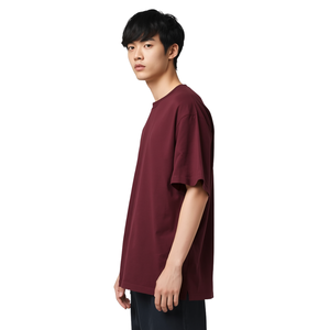 Men Heavyweight Regular Fit Soft 180g O-Neck Solid Streetwear <b>100</b>% <b>Polyester</b> Front Knitted T-<b>Shirt</b> - Product Image 2