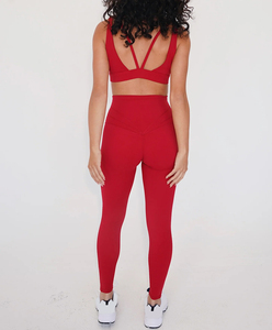 Ensemble 2 pièces de sport pour femme : Legging taille haute personnalisé et brassière de sport, motif uni, pour fitness et yoga - Product Image 4