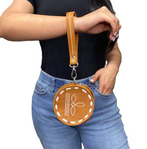 Compact RFID Genuine Leather <b>Wallet</b> Unisex Zipper Closure Durable Polyester Lining Pure Bohemian Style Lightweight Summer Spring - Product Image 2