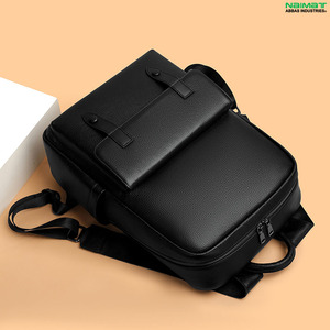 Sac à dos pour ordinateur portable en cuir véritable grande capacité, imperméable, respirant, personnalisable, décontracté, pour affaires, école, voyage, unisexe, extérieur - Product Image 1