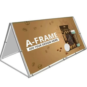 Soporte de Exhibición de Pancartas de Aluminio con Forma de A para Exteriores |   Tablero Publicitario Triangular Flexible de PVC Portátil |   Señalización Resistente para Acera - Product Image 1