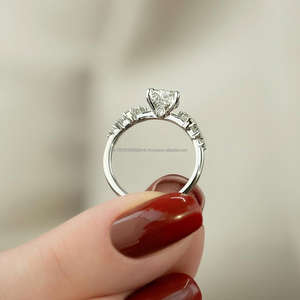 IGI/GIA Lab Grown Vintage 14K oro blanco Unisex boda/anillo de compromiso corte diamante aniversario fiesta regalo con corte de pera diamante - Product Image 3