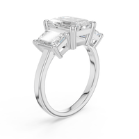 Bague de fiançailles en diamant synthétique de laboratoire taille brillant, couleur E, certifiée EGL, plaqué argent, pour femme, 10 pierres latérales, luxe, mariage