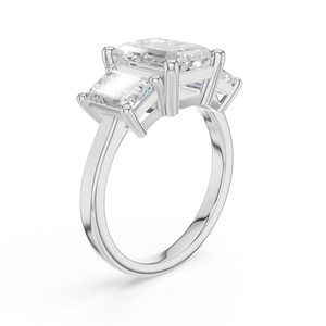Bague de fiançailles en diamant synthétique de laboratoire taille brillant, couleur E, certifiée EGL, plaqué argent, pour femme, 10 pierres latérales, luxe, mariage - Product Image 2