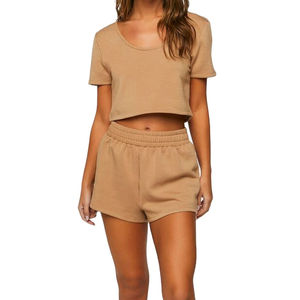 Conjunto Casual de Dos Piezas para Mujer de Alta Calidad Personalizado, Camiseta de Manga Corta y Pantalones Cortos, Ropa Casual de Calle de Lona para Primavera/Verano - Product Image 1