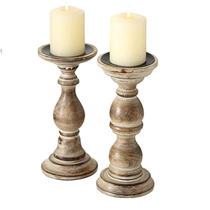 เชิงเทียนไม้ขัดเงาแบบคลาสสิก เป็นมิตรกับสิ่งแวดล้อม ของตกแต่งกลางแจ้ง ของขวัญคริสต์มาส งานฝีมือ 3 ขนาด ของชำร่วยงานแต่งงาน งานแสดงสินค้า - Product Image 3