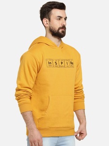 Sweat-shirt à capuche jaune pour homme, coupe classique, décontracté, en coton tricoté, avec poche avant et imprimé lettres - Product Image 2