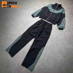High Quality 100% Polyester Regular Fit Mens Breathable Winter Solid Tracksuit Custom Nylon Windbreaker Suit Zip Jacket <b>Pants</b> - Product Image 4