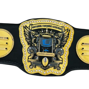 Ceinture de championnat de légendes du combat virtuel - Ceinture de sport noire personnalisable avec détails dorés - Trophée de collection haut de gamme - Product Image 2