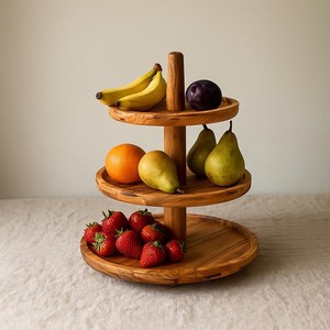 Handmade Wooden Multi-Layer <b>Cake</b> <b>Stand</b> with <b>3</b> <b>Tiered</b> Round Plates for Wooden <b>Cake</b> Display <b>Stand</b> Round Pedestal Holder Handmade f - Product Image 4