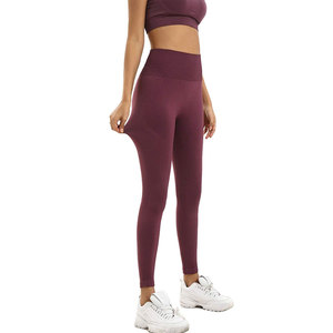 Women 2 Piece Yoga Set Solid Purple Racerback Sports <b>Bra</b> High Waist Leggings Full Length Seamless Activewear Workout Wear - Product Image 4