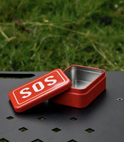 Kit de survie multifonction en métal rouge pour le camping, boîte de rangement pour premiers secours, équipement de survie portable pour les situations d'urgence en plein air