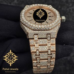 Montre Pahal Jewels de luxe en acier inoxydable avec mouvement mécanique, cadran analogique rond de 40 mm, verre saphir, fermoir pliant unisexe - Product Image 4