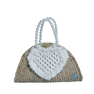 Vietrustic Hot Selling Handmade <b>Handbag</b> Seagrass Cotton Woven Tote Bag Natural Fiber Rustic Style <b>Boho</b> Casual Beach Shopping Bag - Product Image 6