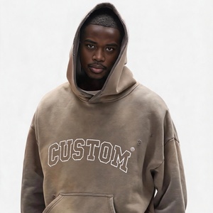 Sudadera con Capucha Personalizada con Pedrería, 100% Algodón, Tejido de Felpa, Logotipo Frontal, Unisex, Color Sólido, Invierno, Corte Holgado, Bolsillos Grandes, Transpirable, Antiencogimiento - Product Image 4