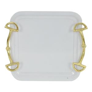 Breakfast <b>Serving</b> <b>Tray</b> With <b>Gold</b> Horse Bit Handles Metal <b>Trays</b> Restaurant Supplies Custom Color And Size Decorative <b>Trays</b> Latest - Product Image 2