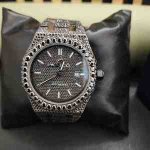 Elegant Fashion Mossianite Diamond Luxury Stainless Steel Round Case Baguette Dial Analog ETA Movement Unisex <b>Watch</b> - Product Image 2