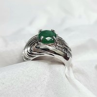 Bague unisexe en émeraude de Zambie, pierre précieuse verte naturelle, argent sterling fait main, rhodié, certifiée IGI, taille ovale, luxe vintage