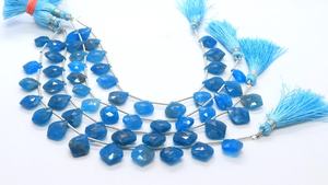 Natural Neon <b>Blue</b> Apatite Faceted Leaf Cut <b>Beads</b> 10-11 MM <b>Blue</b> Apatite <b>Beads</b> 8 Inch Faceted Neon Apatite Fancy Shape <b>Beads</b> - Product Image 4