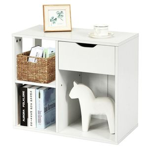 Comodino Moderno Rustico a 3 Ripiani con Ripiano Portaoggetti e Cassetto in MDF per Camera da Letto e Hotel - Product Image 6