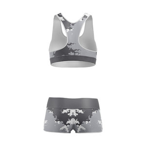 OEM Customized <b>Crop</b> <b>Top</b> High Waist Shorts High <b>Support</b> Bra Set Camouflage Print Spandex Polyester Women Yoga Gym Workout Wear - Product Image 3