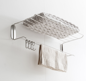 Toallero Metálico de Pared con Ganchos, Resistente al Óxido, Minimalista, Soporte de Almacenamiento para Baño, de Una Sola Capa - Product Image 3