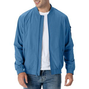 Blouson bomber vert lime pour homme, fermeture éclair, coupe décontractée, coupe-vent, col montant, coupe régulière, pour l'automne - Product Image 2