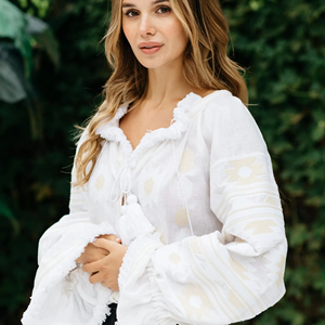 Blusa de manga larga de mujer estilo bohemio personalizada al por mayor vestido de lino ucraniano bordado a mano para niñas tejido transpirable - Product Image 3