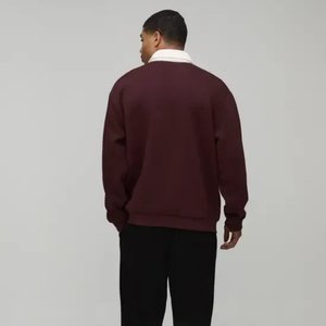 Sweat-shirt à col zippé en molleton pour homme, coupe oversize, avec logo personnalisé, imprimé, vente en gros - Product Image 2