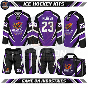 Factory Direct Supplier Trendy Personalized Sublimation Ice Hockey Gear Package Breathable Jersey Pants And Travel Kit <b>Bags</b> - Product Image 3