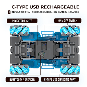 Mirana 4WD Drifter Tank Bullet Shooter | 4x4 <b>RC</b> Car Toy for Kids | 360 Rotation Omnidirectional Wheels | Remote App <b>Controlled</b> | - Product Image 6