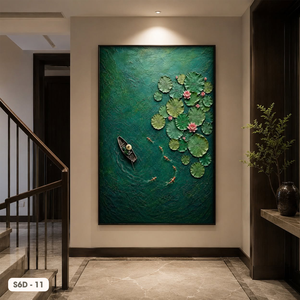 Pintura de Flor de Loto en Seda Hecha a Mano de Alta Calidad, Arte Oriental Tradicional para Decoración de Pared, Regalo Artesanal de Vietnam - Product Image 2