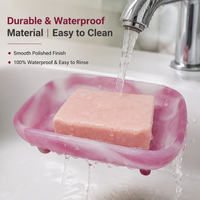 Porte-savon sur pied à motif marbre, support de savon de luxe en silicone, plateau à savon surélevé pour salle de bain, douche, comptoir, décoratif